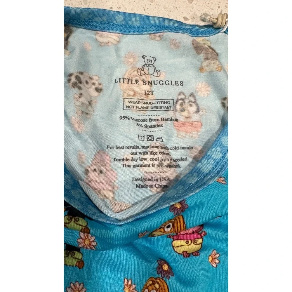 Little Snuggles Bluey Bamboo Viscose Pajama Set Kids 12T Blue Long Sleeve NWT
